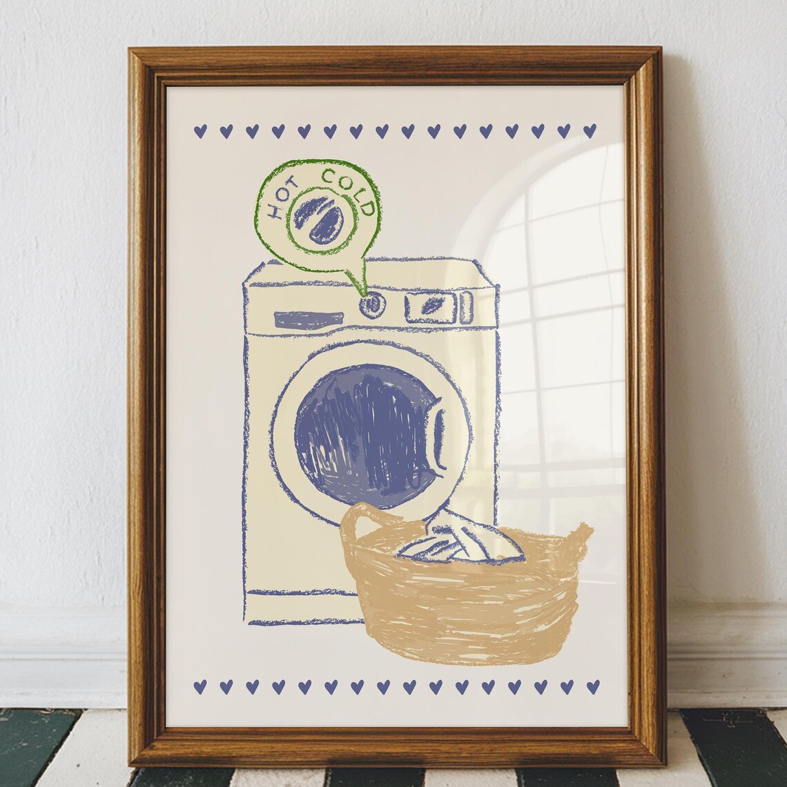 Hot And Cold Laundry Art Print, Retro Eclectic