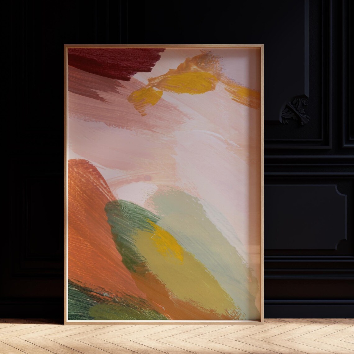 Abstract Brushstrokes Terracotta Sage Blush Modern Art Decor Art Print