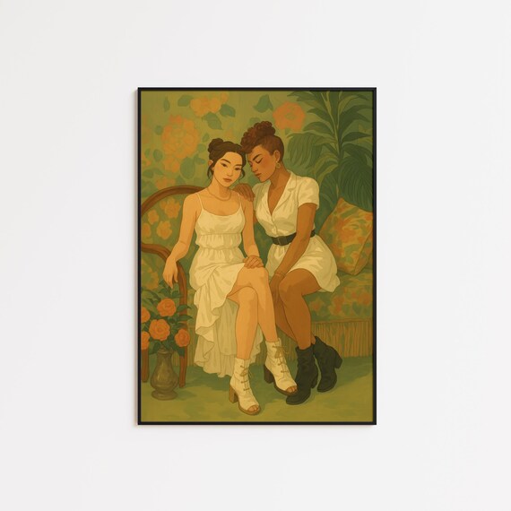 Queer Garden Romance Print Feminine Intimacy Lesbian Wall Art