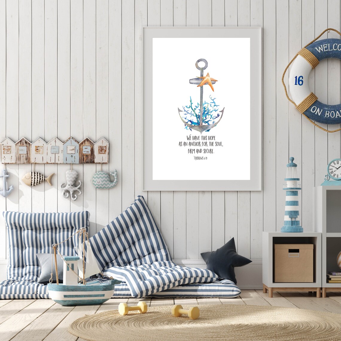 Hebrews 6:19 Hope Anchor, Nautical Scripture Art Print - Image 2