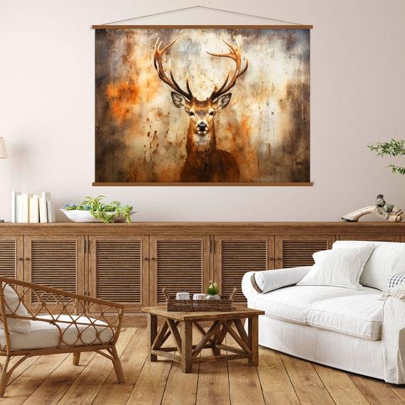 Deer Art Wall Art Hanger Jungle Animal Art Extra Large Wall Art Living Room Decor Deer Print Animal Portrait Print