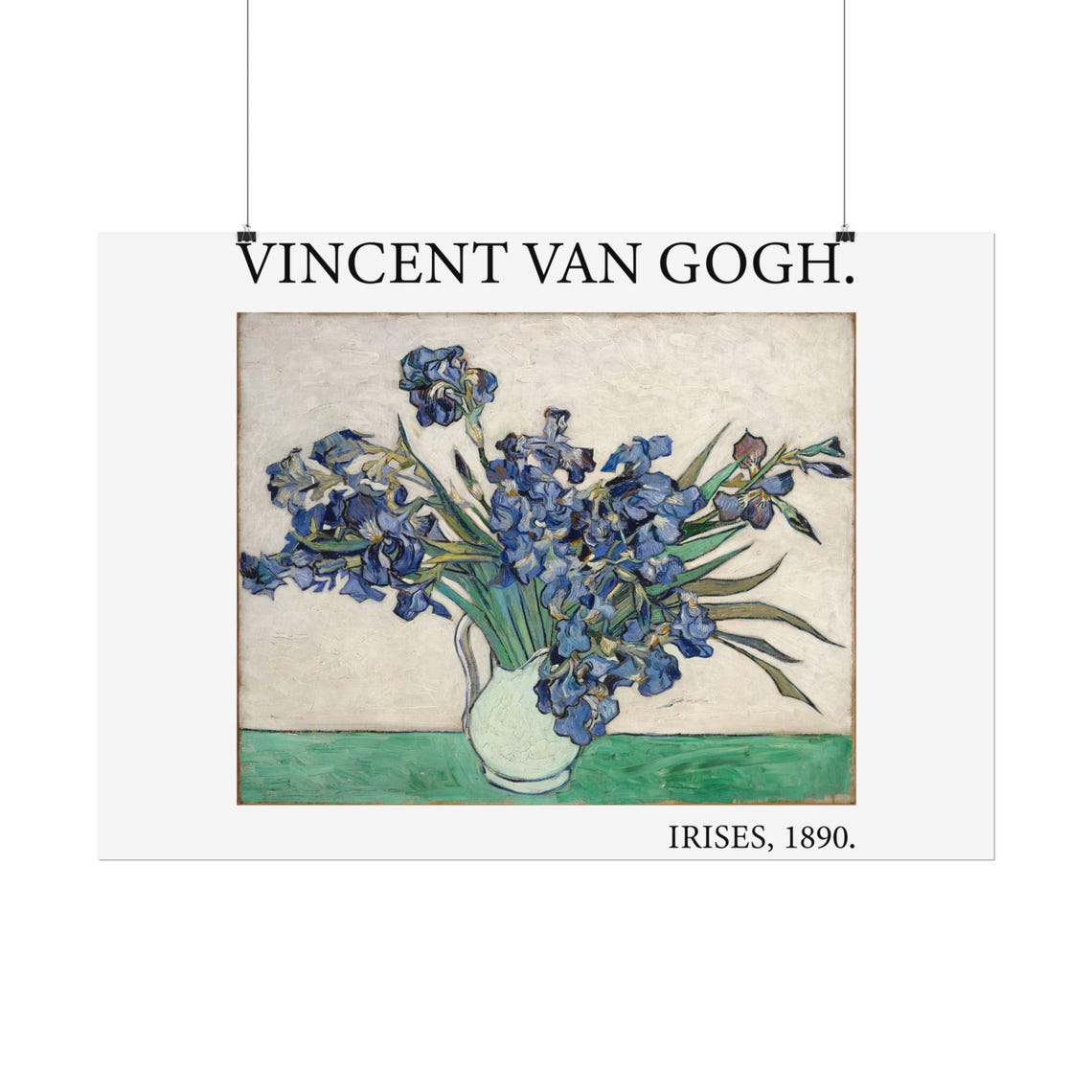 Vincent van Gogh Irises 1890 Blue Still Life Flowers Museum Poster - Image 2