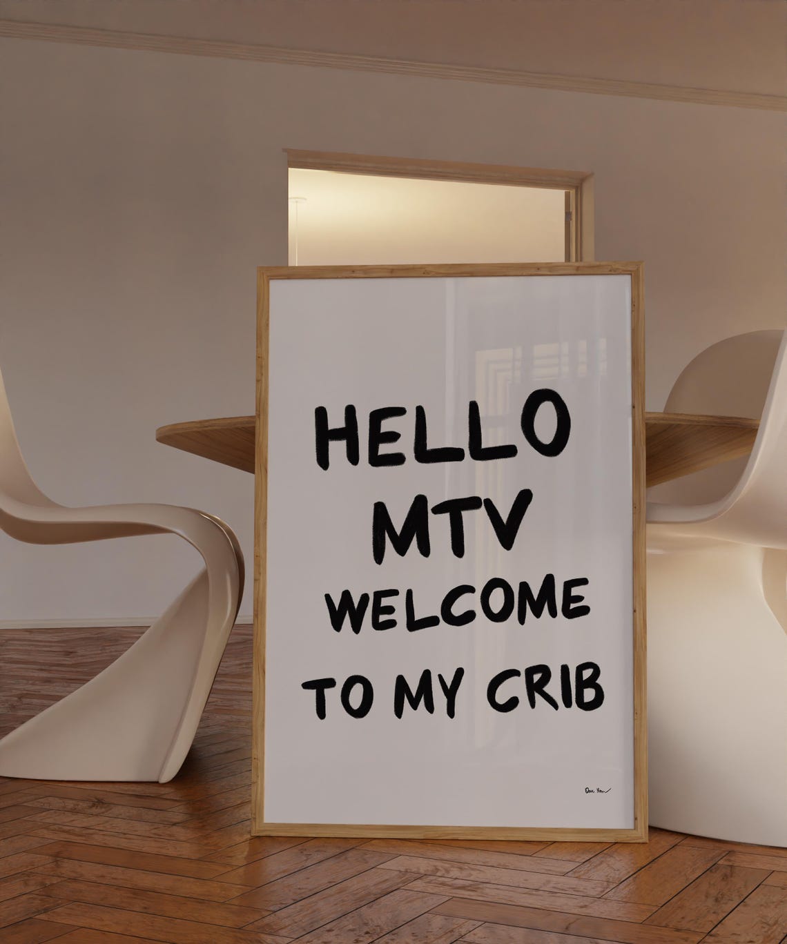 Hello MTV Welcome to My Crib Funny Retro Pop Typography Poster - Image 2
