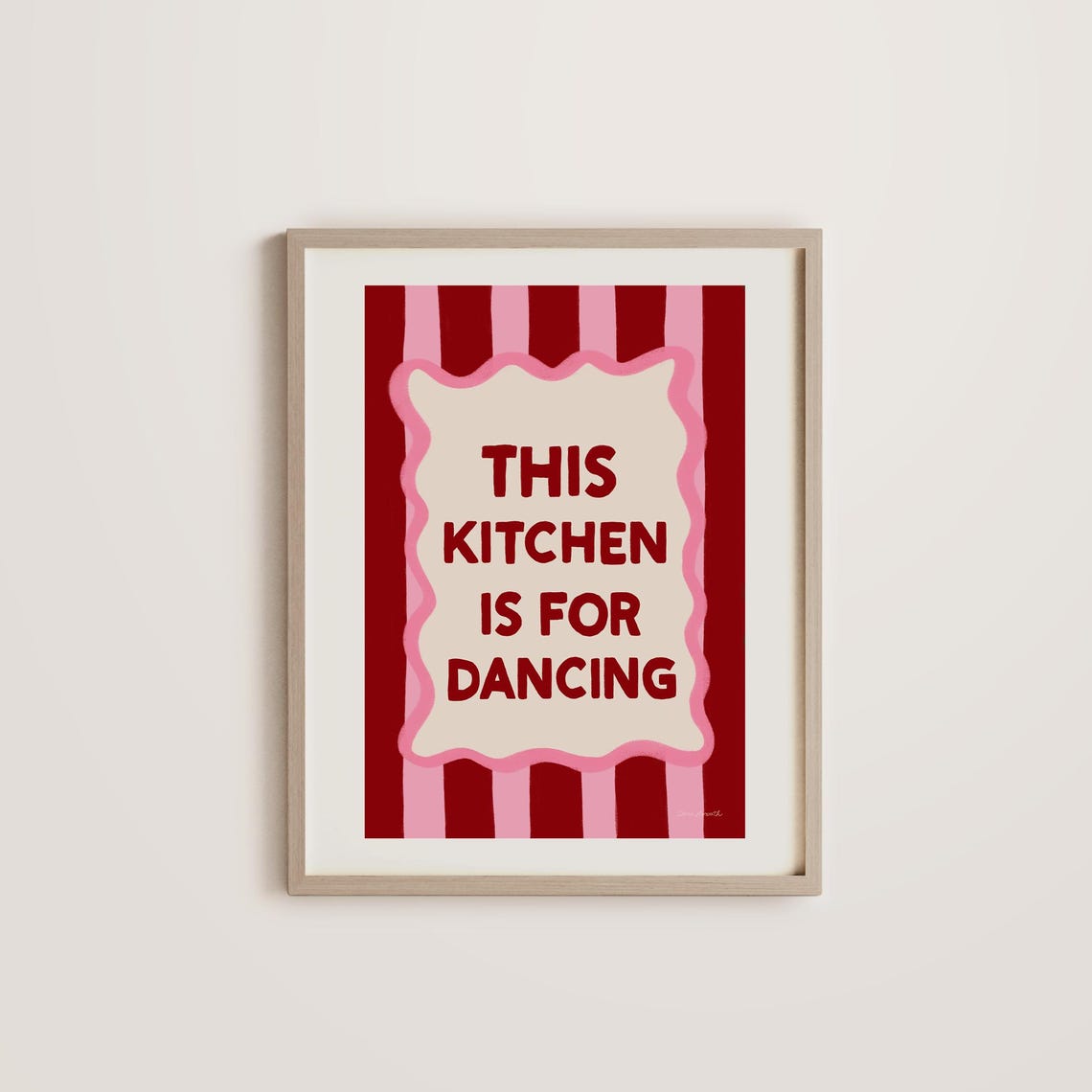This Kitchen Is For Dancing Red Striped Maximalist Quote Poster - Image 3