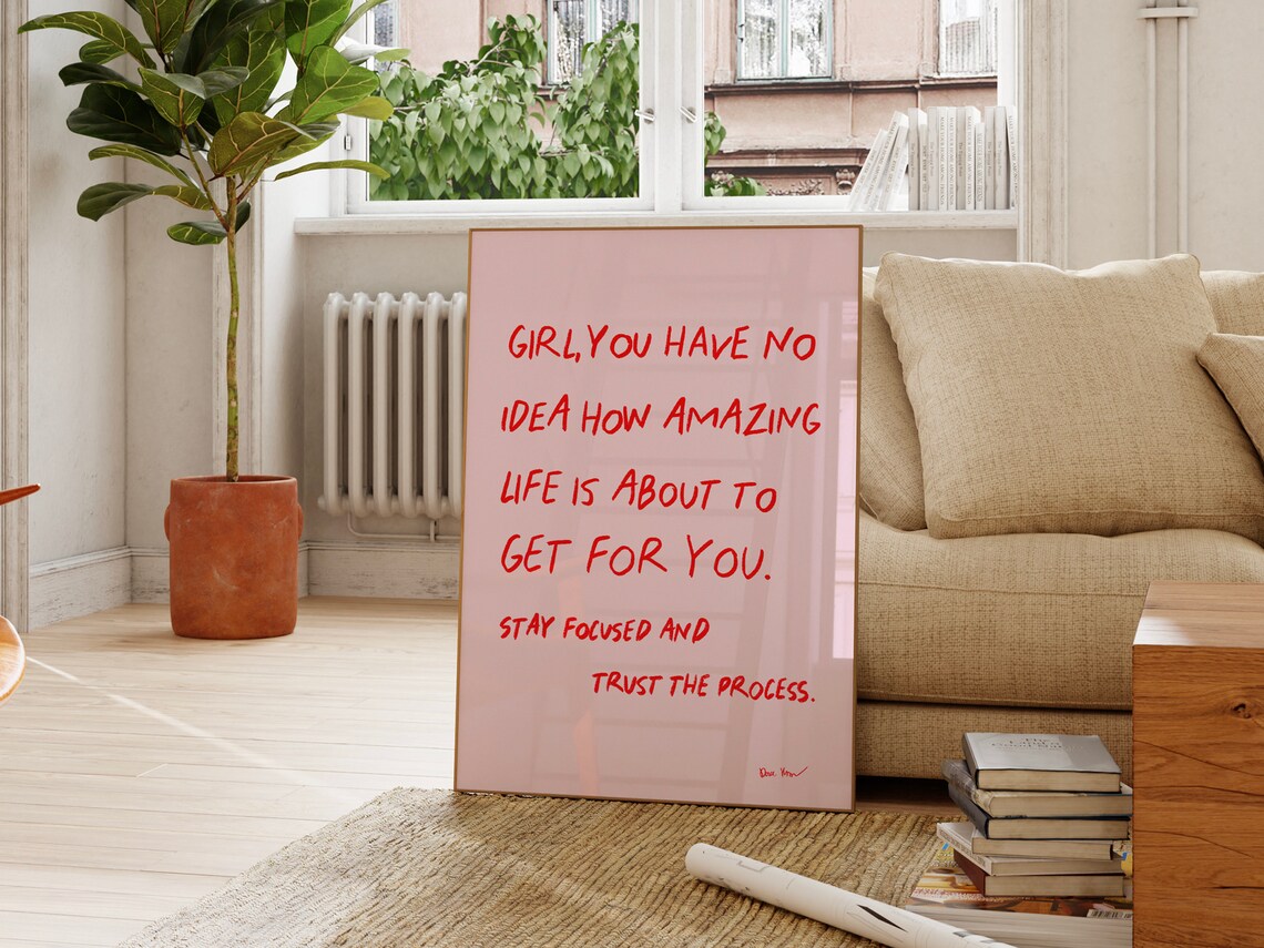 Girl You Have No Idea Amazing Life Handwritten Pink Motivational Wall Art - Image 3