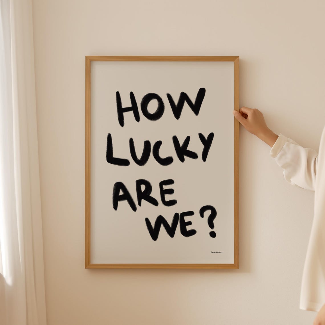 How Lucky Are We Brush Lettered Gratitude Quote Minimalist Poster - Image 3