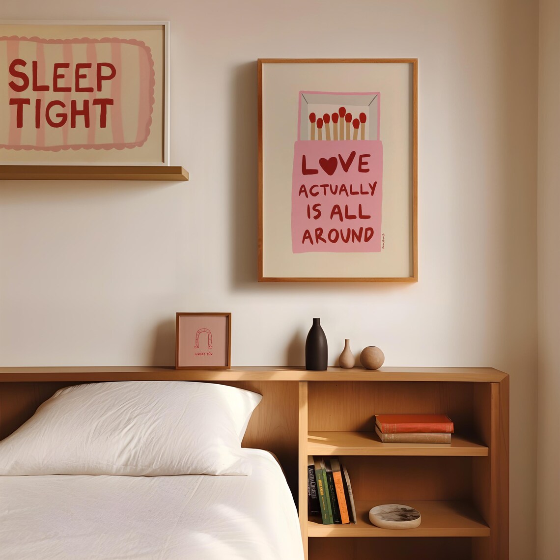 Love Actually Is All Around Blush Matchbox Sweet Heart Quote Poster - Image 3