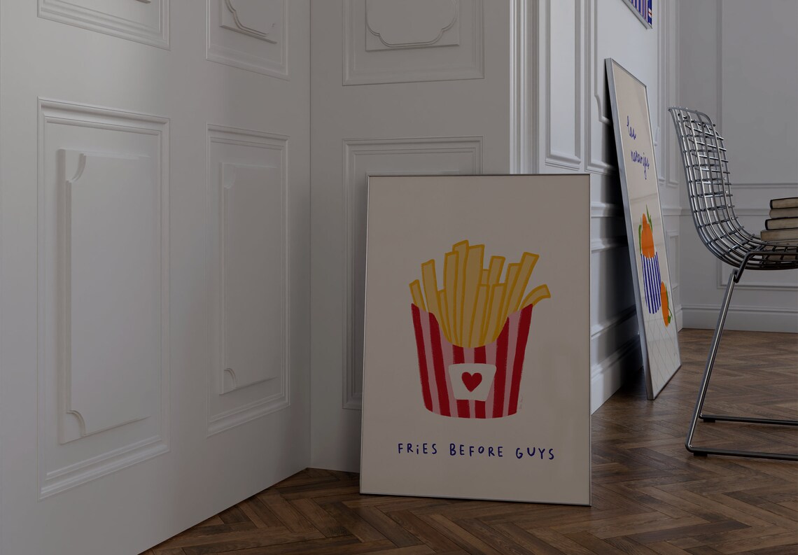 Fries Before Guys Funny French Fries Kitchen Wall Decor Poster - Image 3