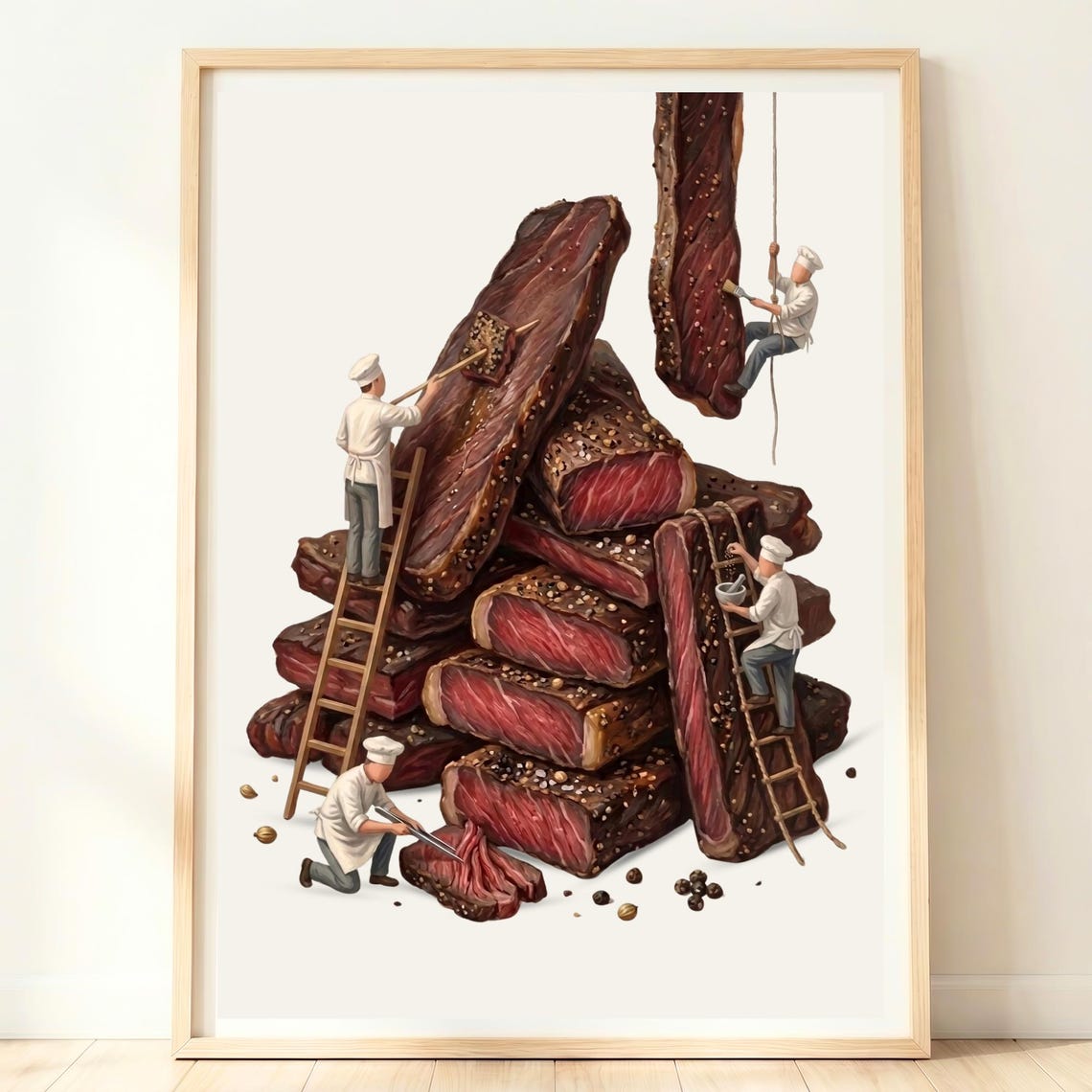Giant Biltong Dried Meat Tiny Chefs Funny South African Food Poster
