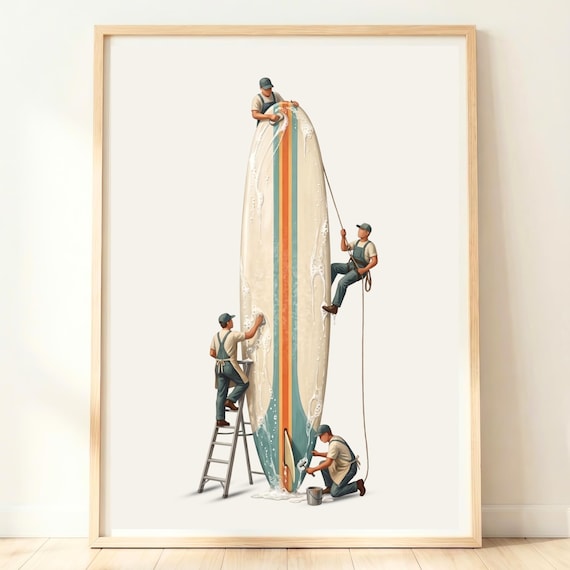 Surfboard Wall Art Coastal Beach Decor Vintage Surf Culture Poster Ocean Lifestyle Artwork