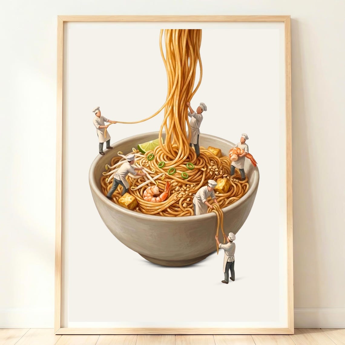 Tiny Chefs Giant Pad Thai Bowl Noodle Pull Shrimp Fun Kitchen Poster