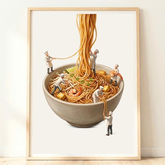 Tiny Chefs Giant Pad Thai Bowl Noodle Pull Shrimp Fun Kitchen Poster