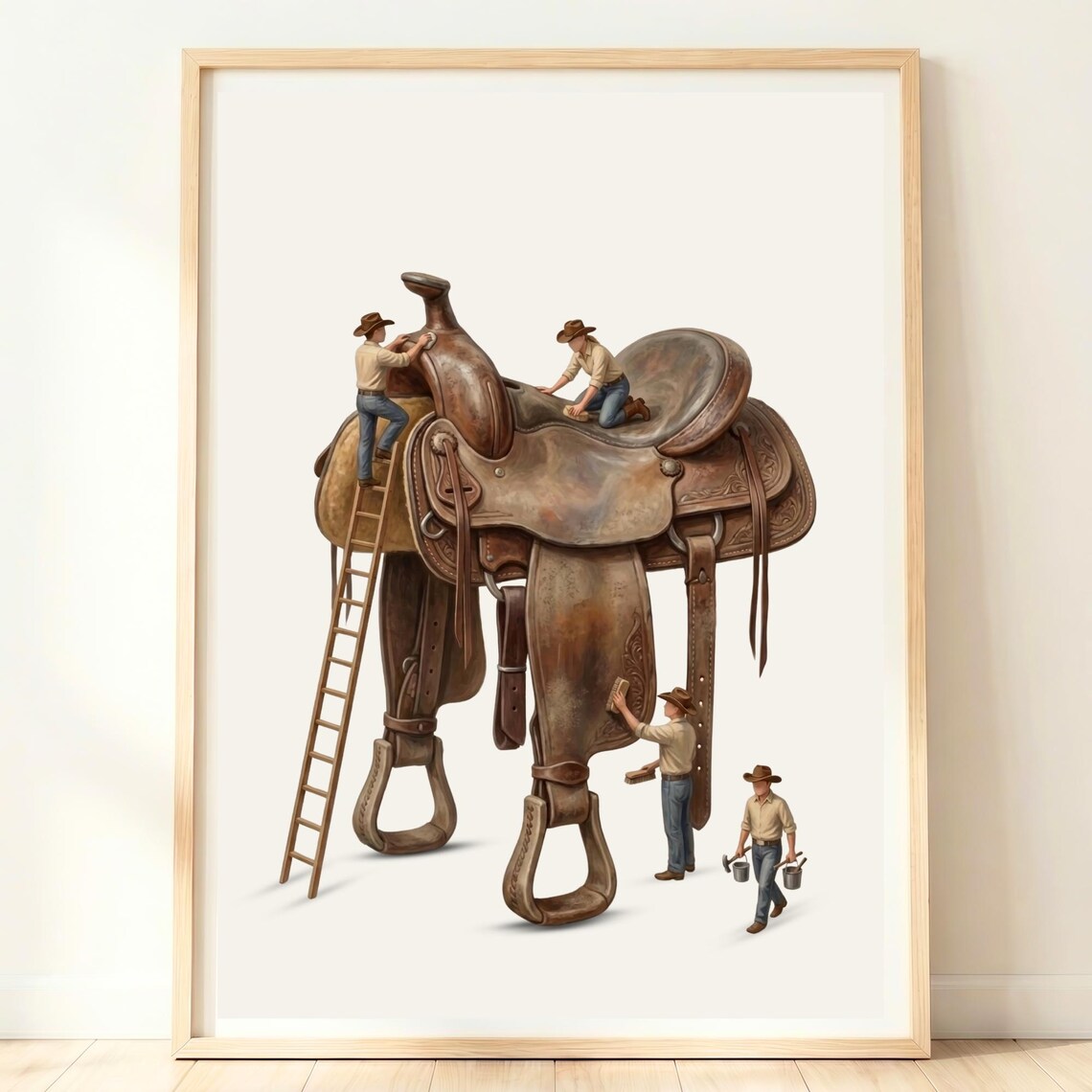Western Horse Saddle Poster, Rustic Equestrian Decor