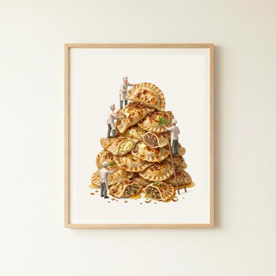 Poland Wall Art Pierogi Dumplings Kitchen Print Polish Traditional Poster Eastern European Decor Gift