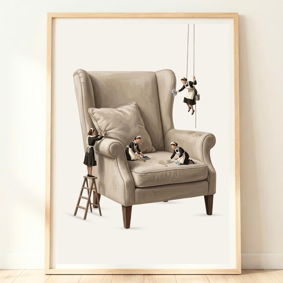 Japandi Wall Art Chair Print Wabi Sabi Decor Neutral Living Room Home