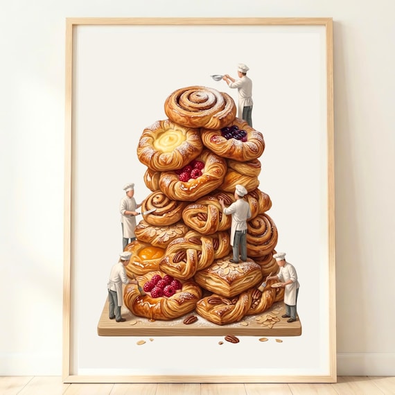 Danish Wall Art Pastry Kitchen Print Denmark Bakery Poster Artwork Scandinavian Decor Copenhagen Gift