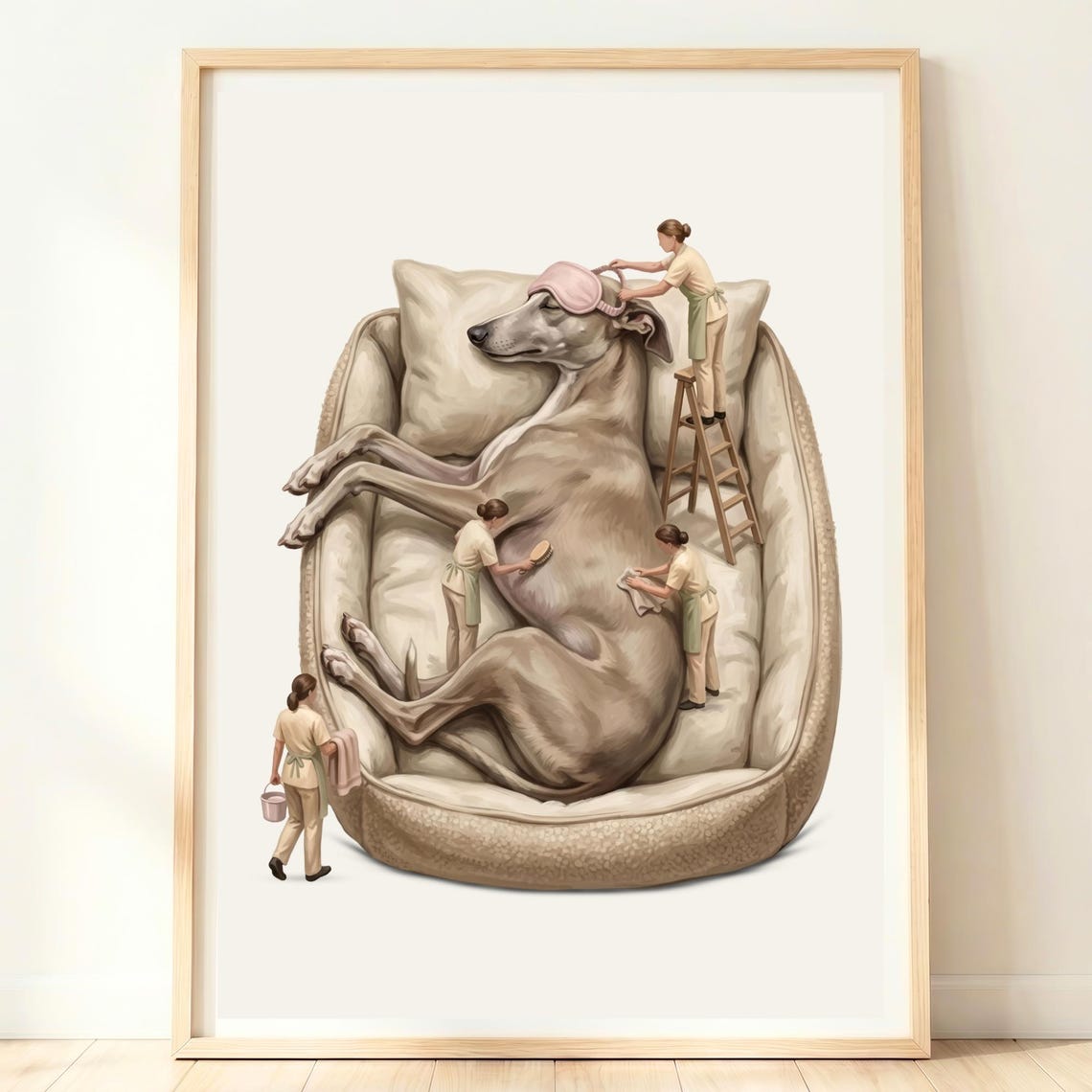 Whippet Wall Art Dog Bedroom Sleeping Print Greyhound Minimalist