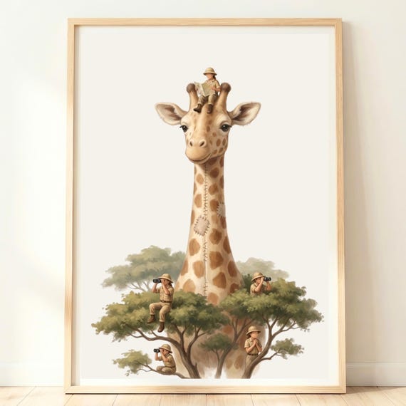 Giraffe Nursery Art Safari Decor Playroom Gift Toddler Bedroom