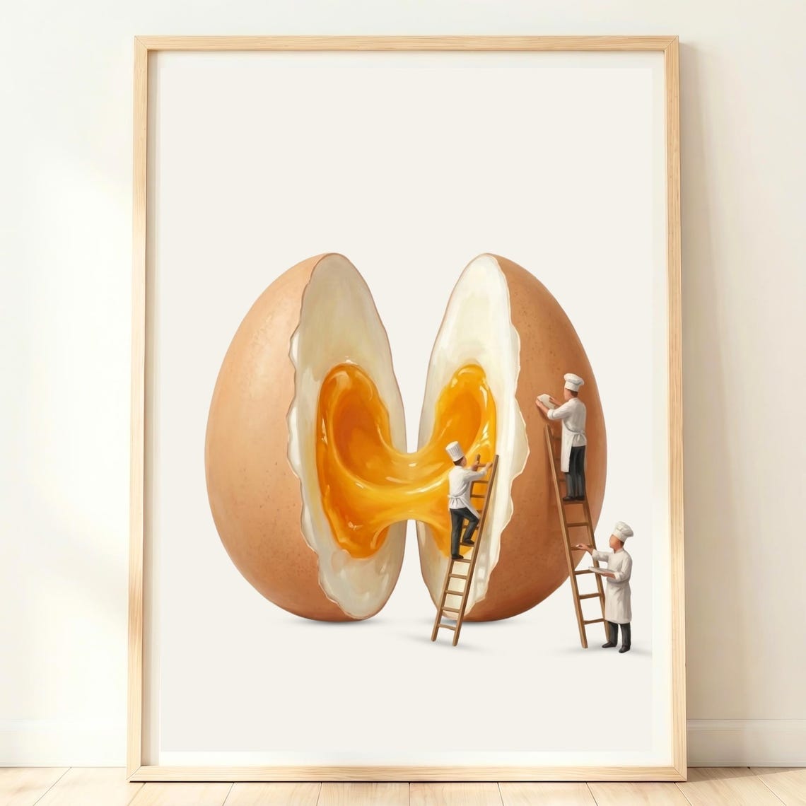 Egg Art Kitchen Poster Minimalist Food Print Modern Styling Neutral Interior Decor