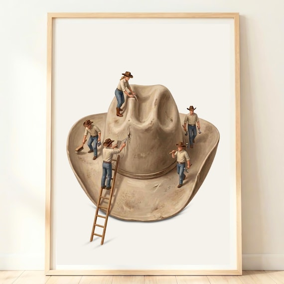 Cowboy Hat Wall Art Western Decor Print Ranch Style Artwork Rustic Poster Country Room