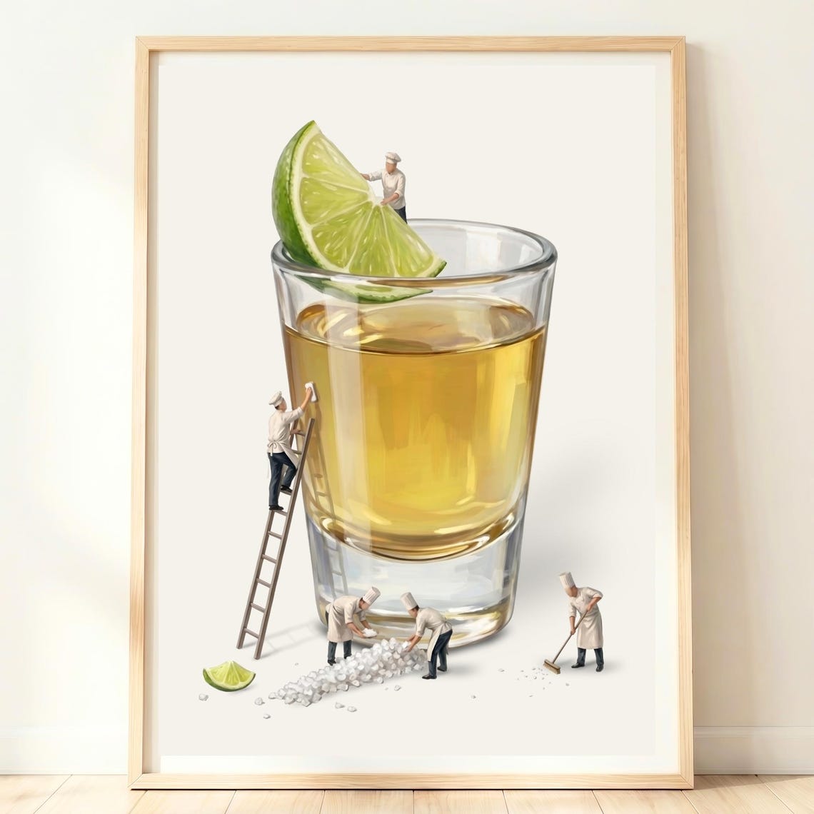 Giant Tequila Shot With Lime Salt Tiny Chefs Mexican Bar Poster
