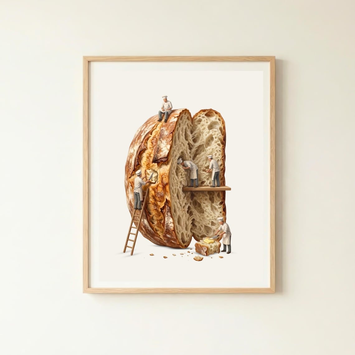 Sourdough Art Print, Rustic Kitchen Baking Decor