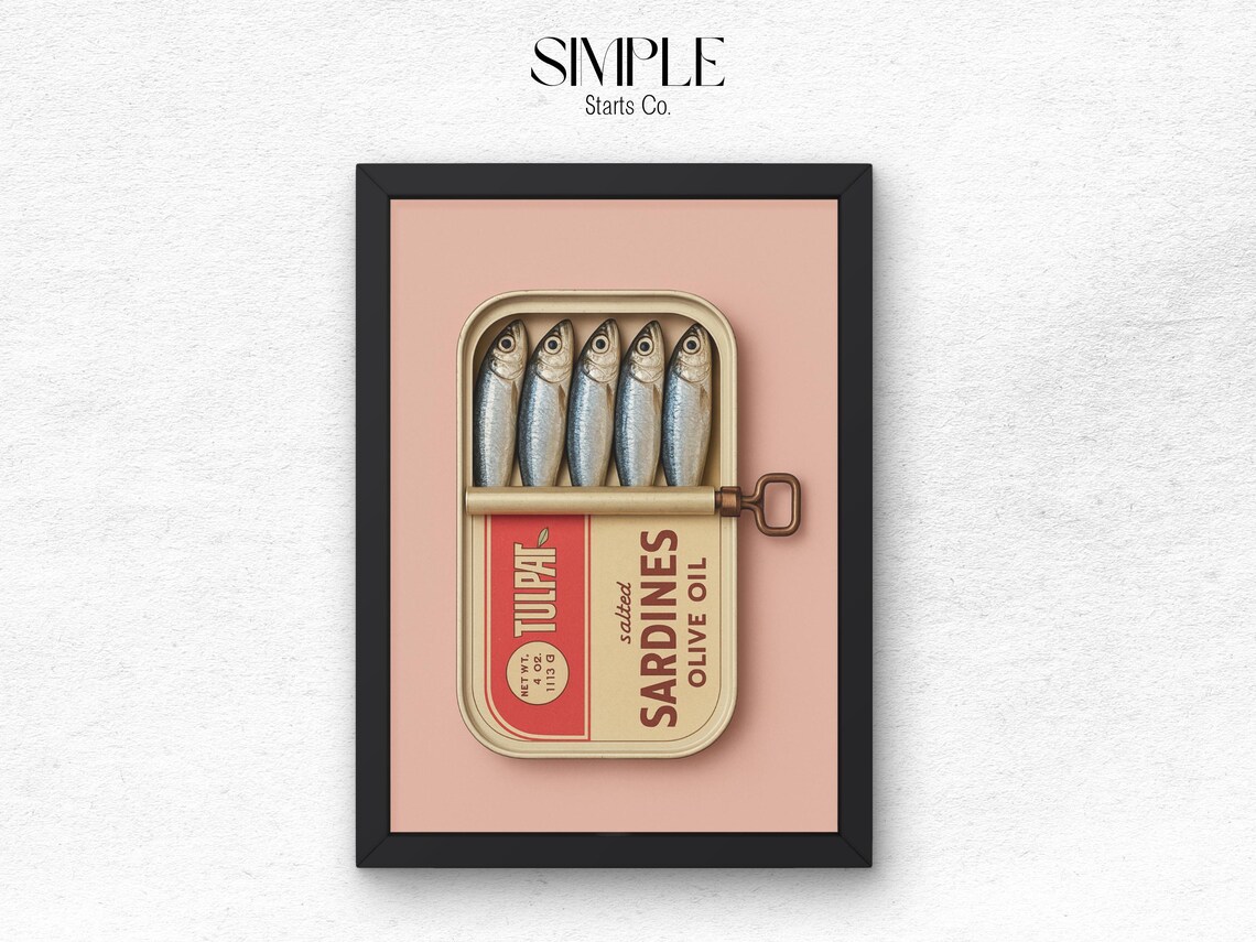 Retro Sardines Kitchen Print Coastal Fish Wall Art