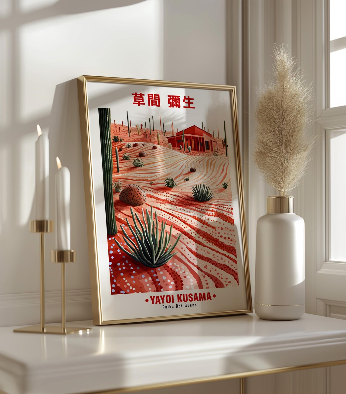 Yayoi Kusama-Inspired Terracotta Desert Adobe Cabin Art Poster - Image 3