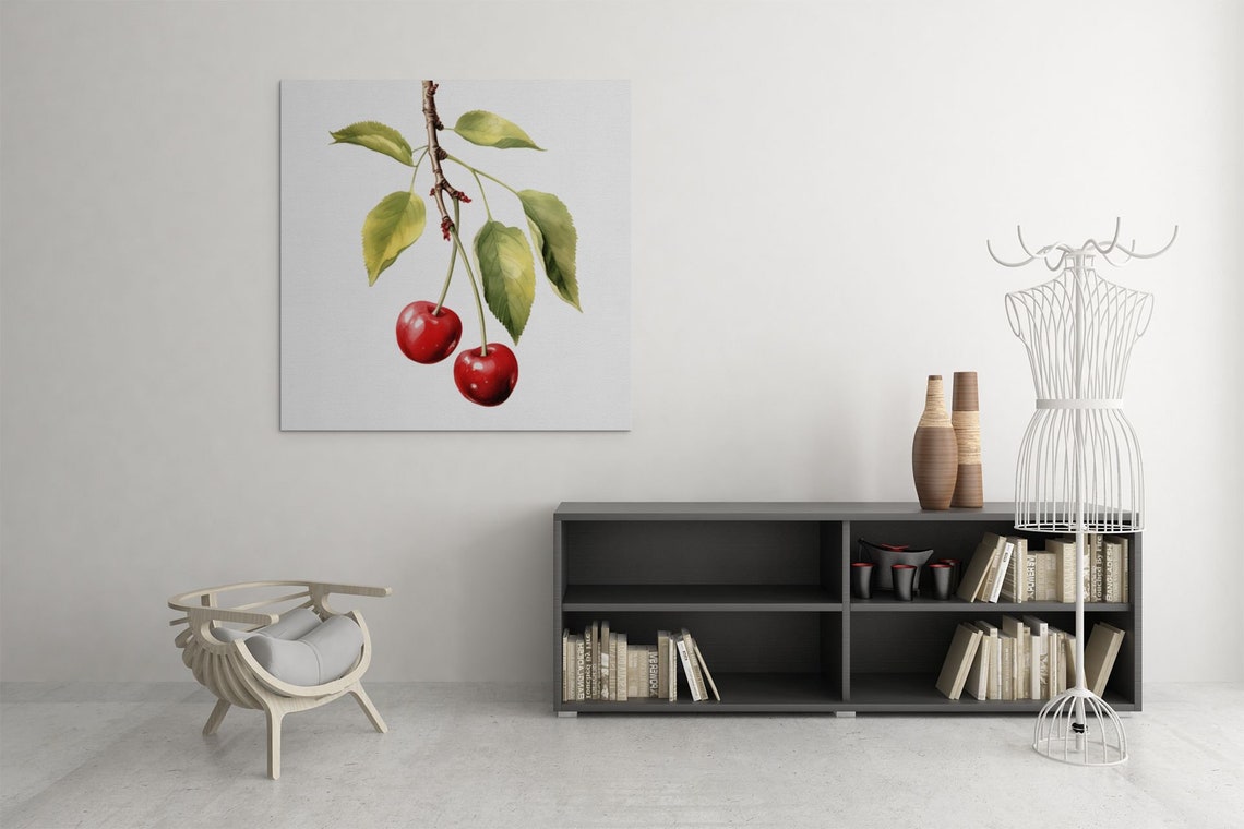 Red Cherries on Branch Vintage Watercolour Botanical Fruit Poster - Image 9