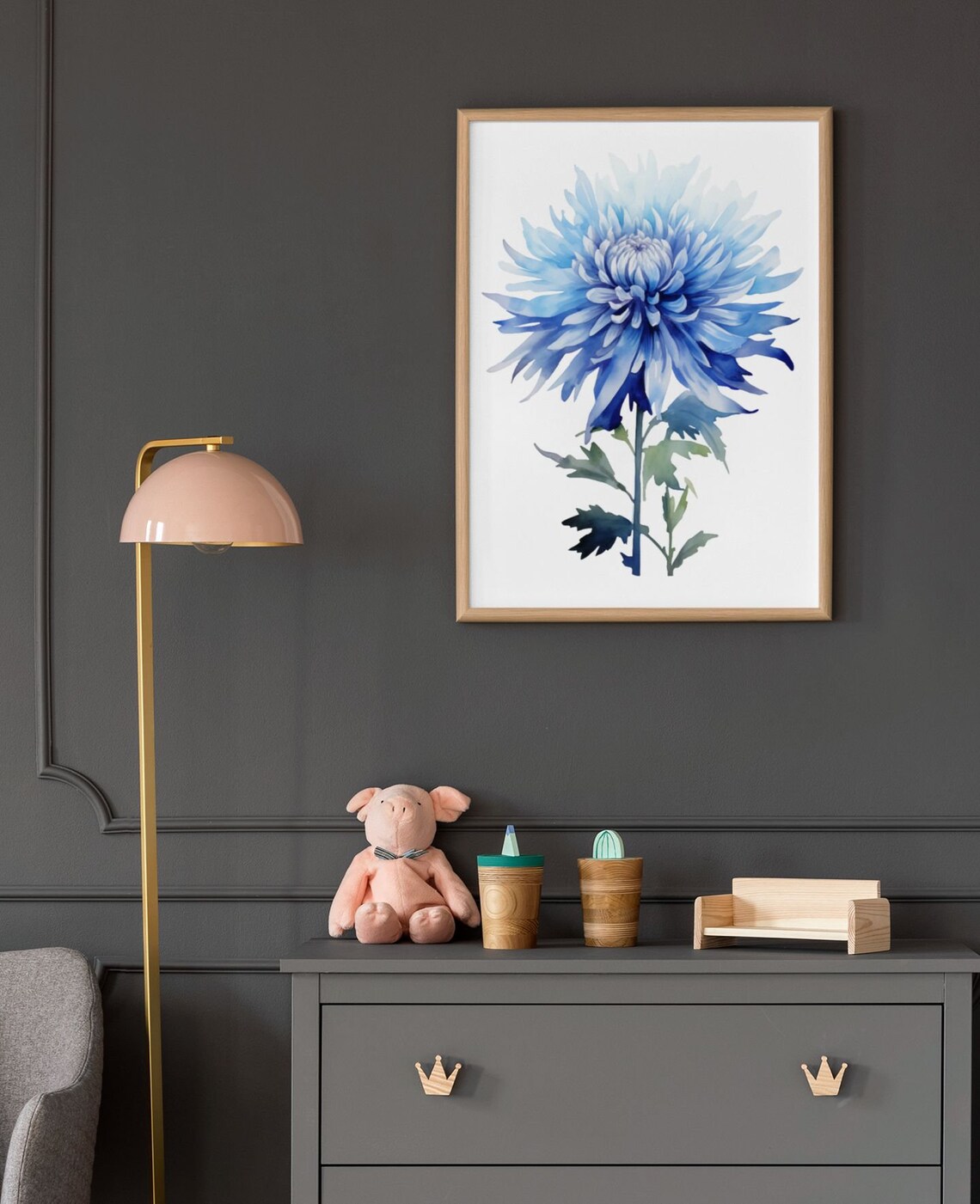 Vivid Blue Aster Flower Bold Watercolour Botanical Flower Poster - Image 6