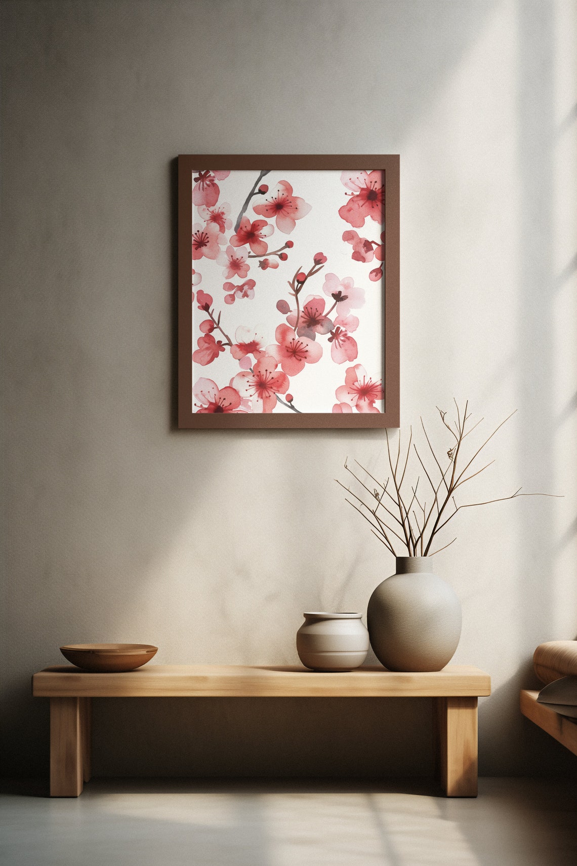 Pink Cherry Blossom Branches Soft Watercolor Floral Botanical Poster - Image 4