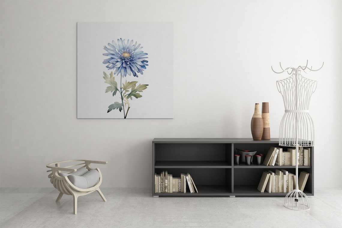 Pale Blue Aster Bloom Delicate Watercolour Botanical Flower Poster - Image 9