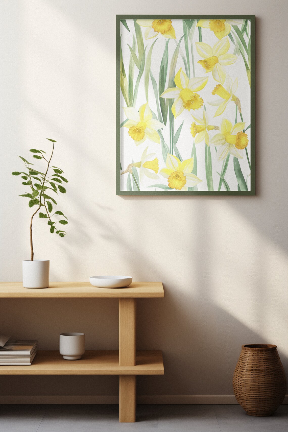 Yellow Daffodils Spring Field Fresh Watercolor Floral Botanical Poster - Image 3