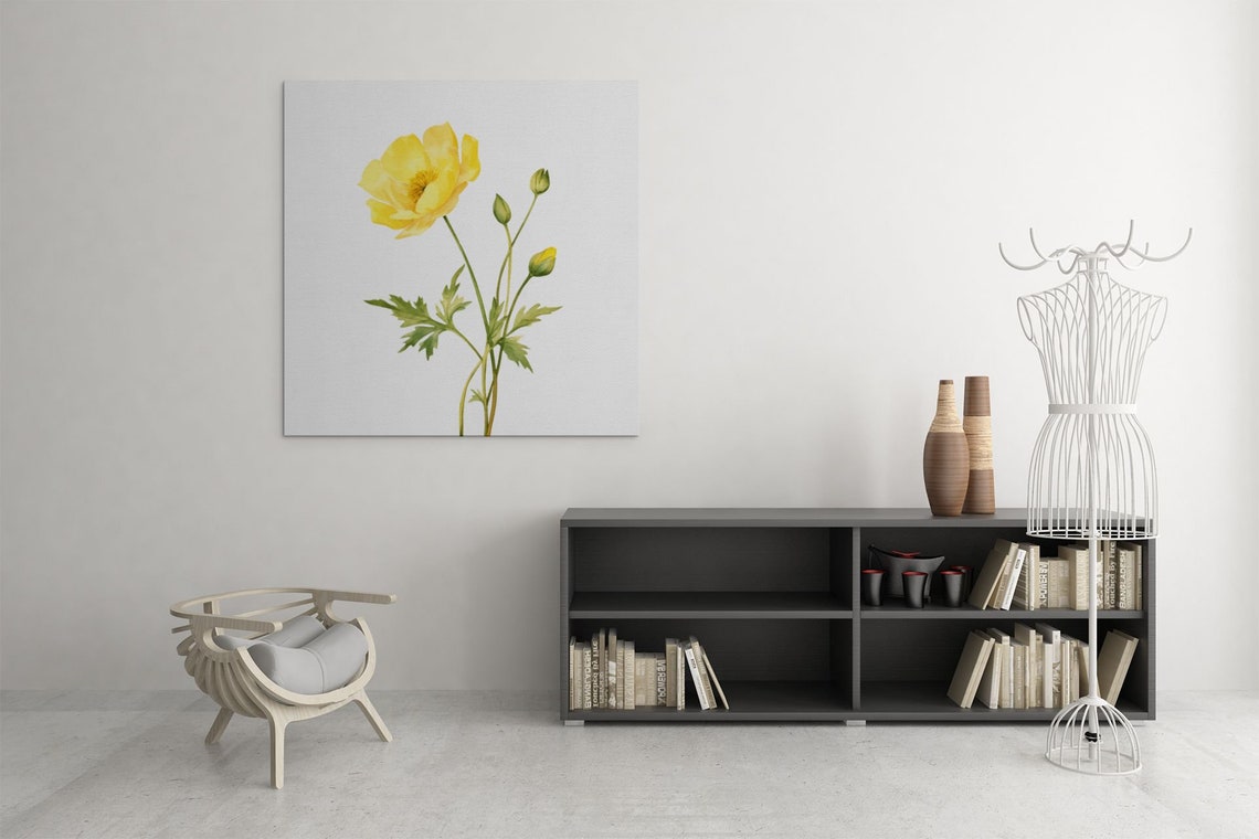 Sunny Yellow Buttercup Flower Botanical Watercolour Art Poster - Image 8