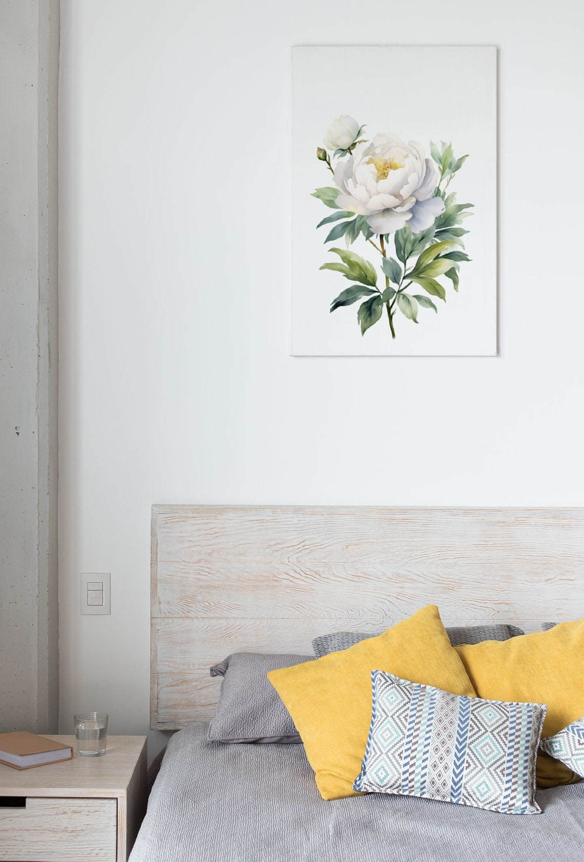 White Peony Full Bloom Elegant Watercolour Botanical Flower Poster - Image 9