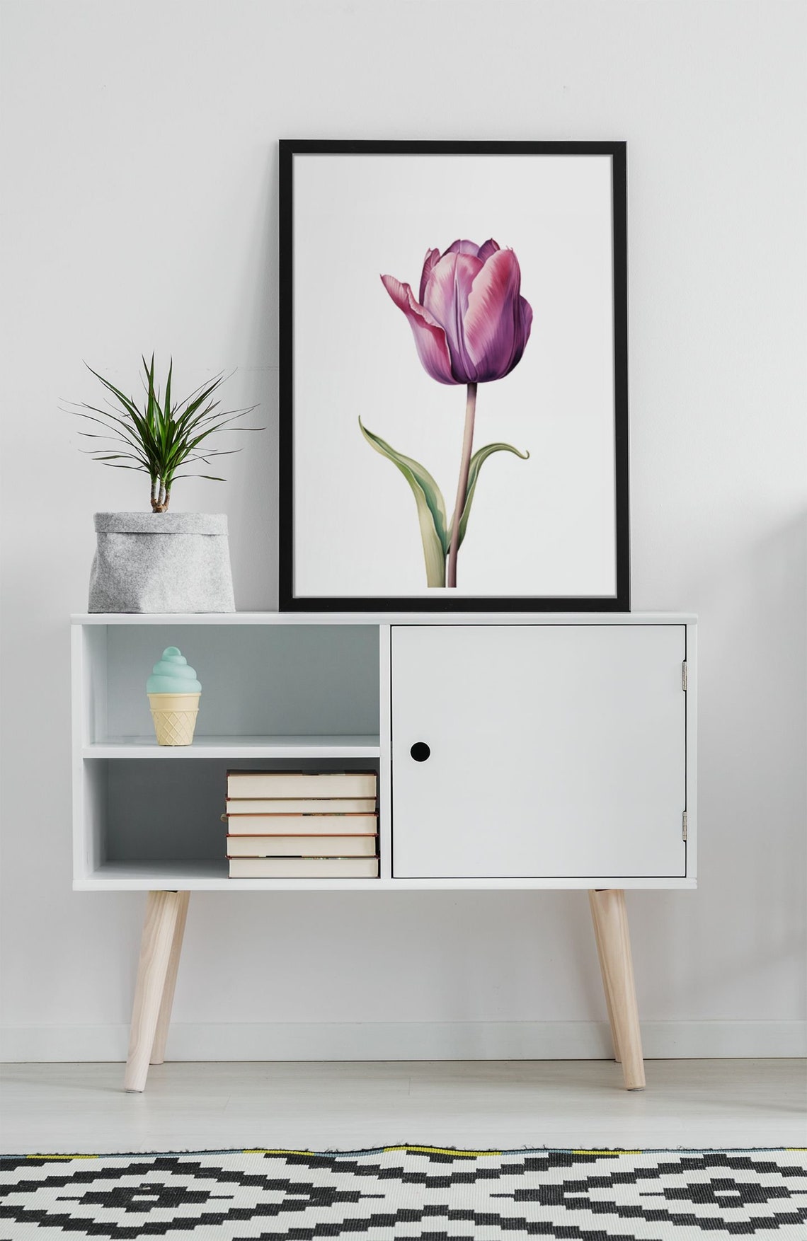 Purple Tulip Single Bloom Watercolour Botanical Flower Poster - Image 7