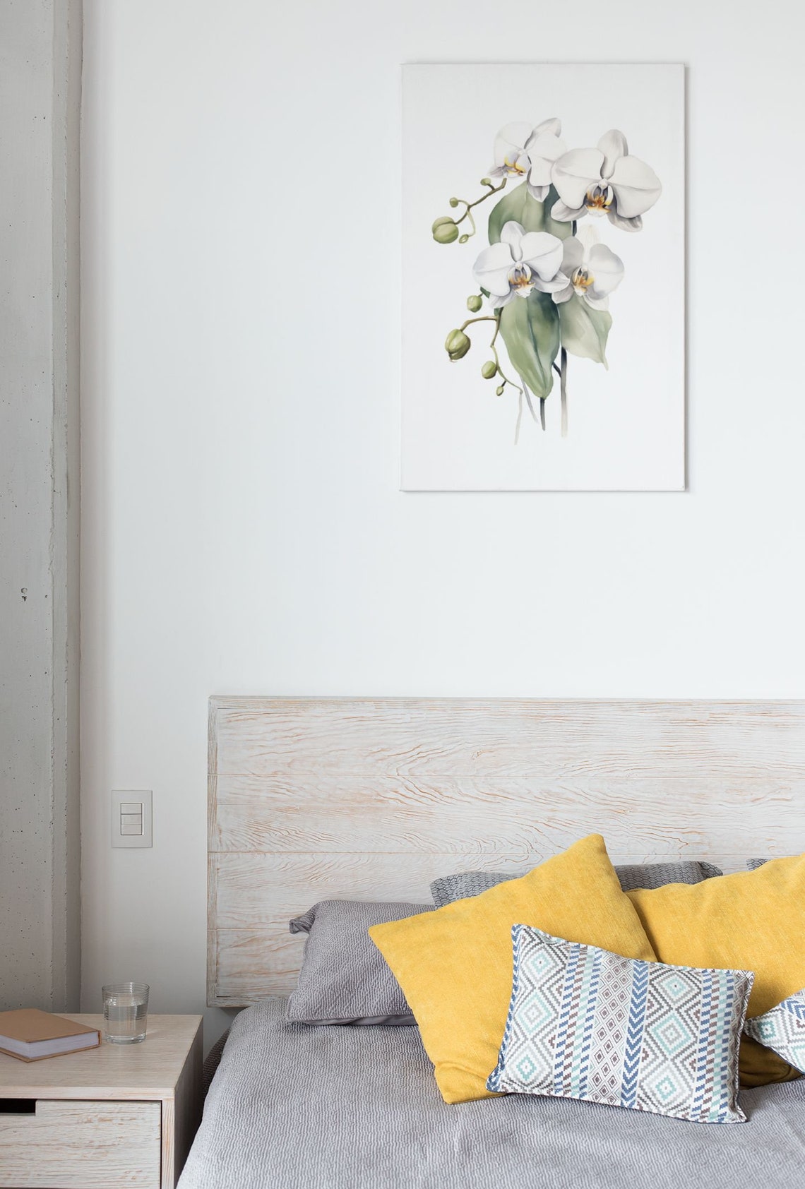 White Orchid Flower Stem Watercolour Botanical Flower Poster - Image 7