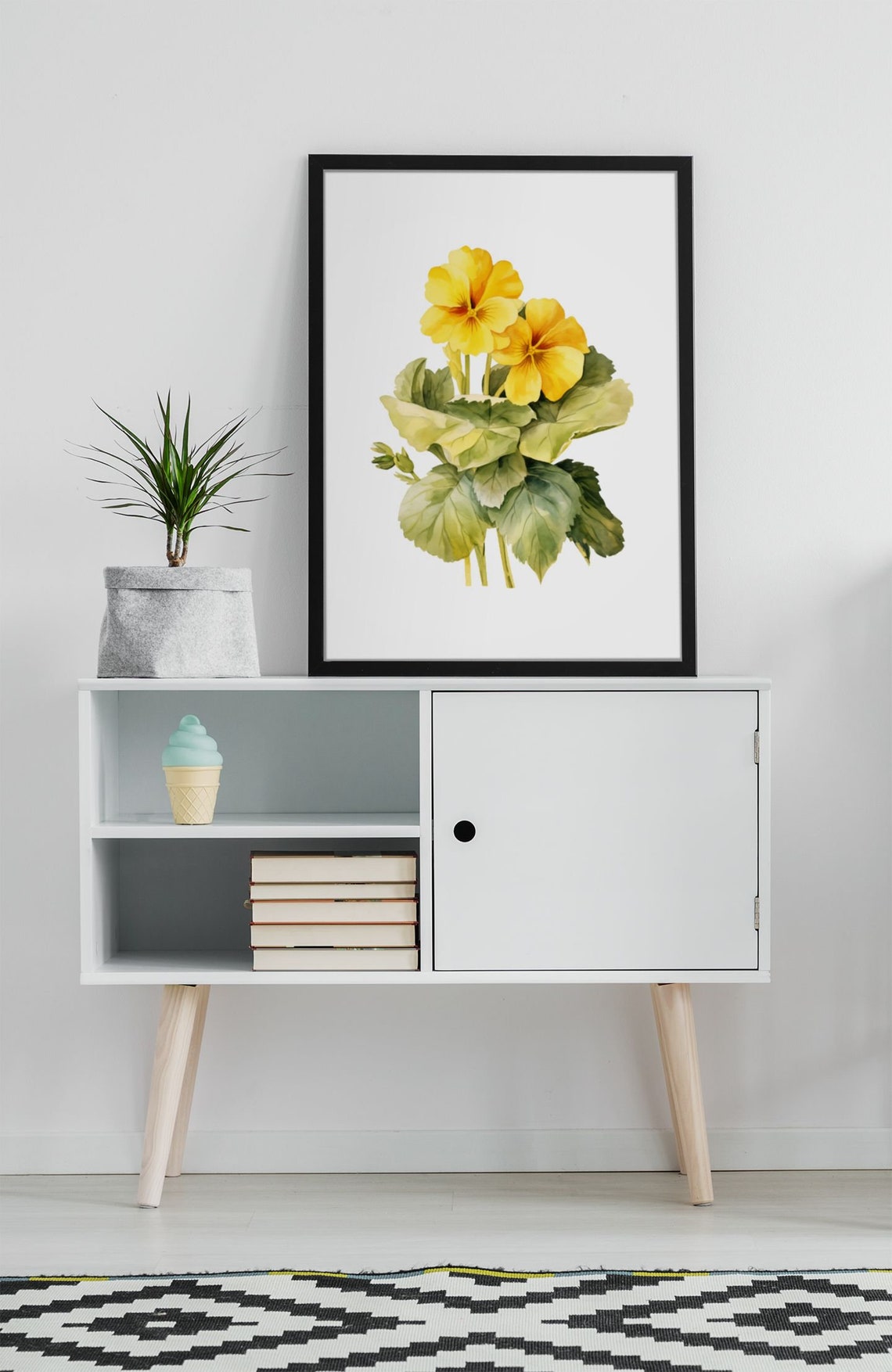 Yellow Primrose Flowering Stem Watercolour Botanical Flower Poster - Image 6