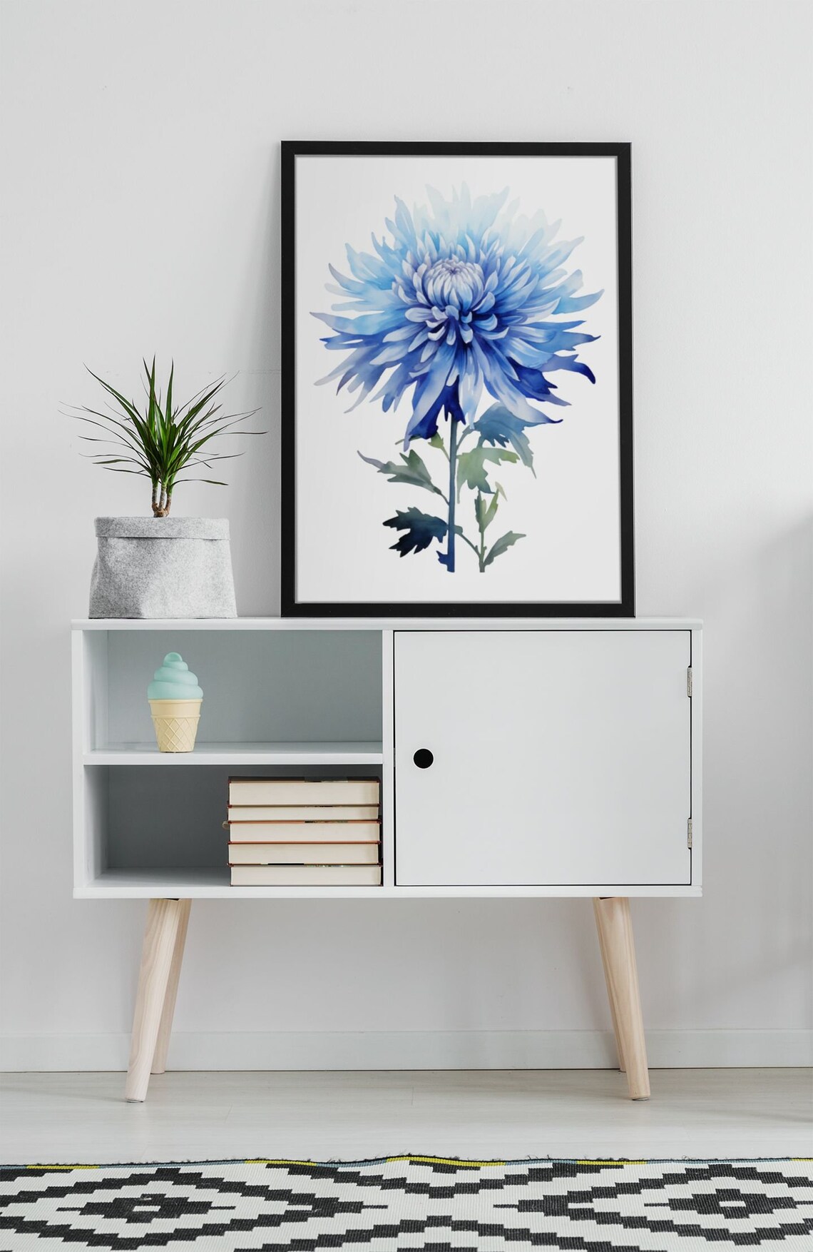 Vivid Blue Aster Flower Bold Watercolour Botanical Flower Poster - Image 9