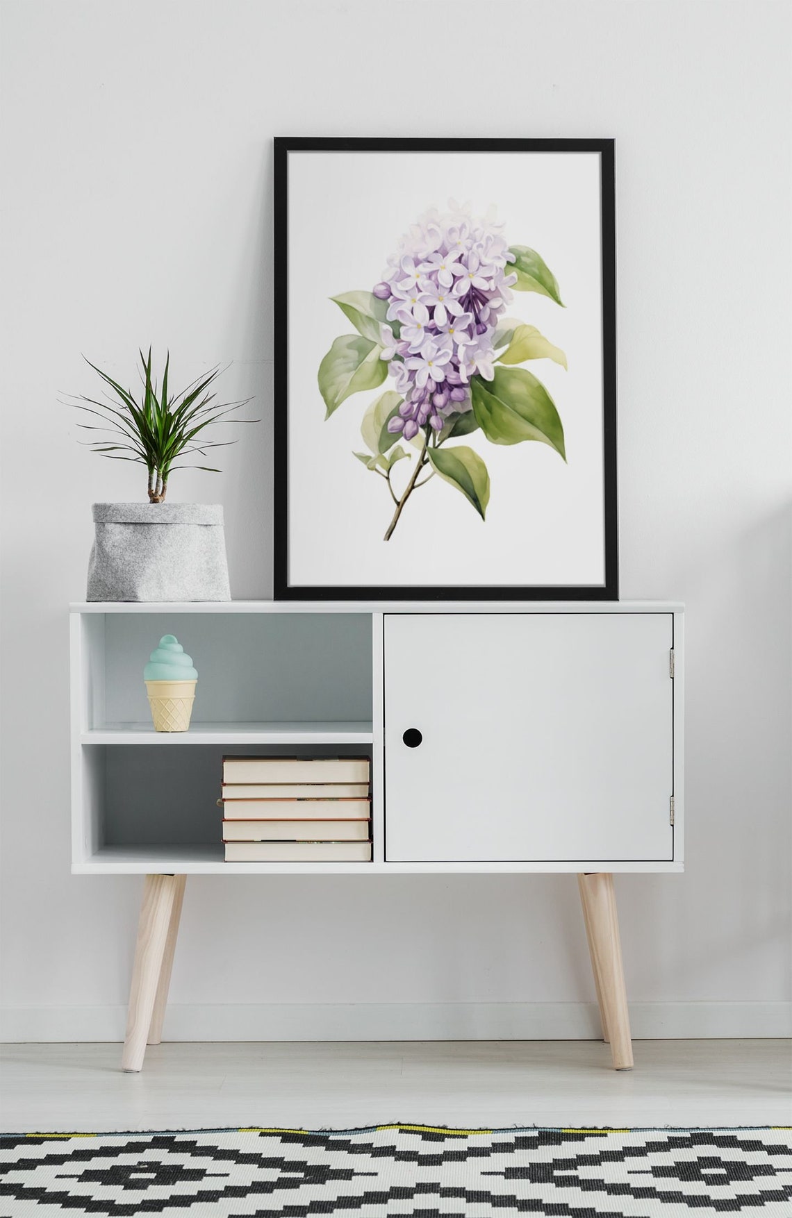 Pale Lilac Blossom Cluster Watercolour Botanical Flower Poster - Image 6