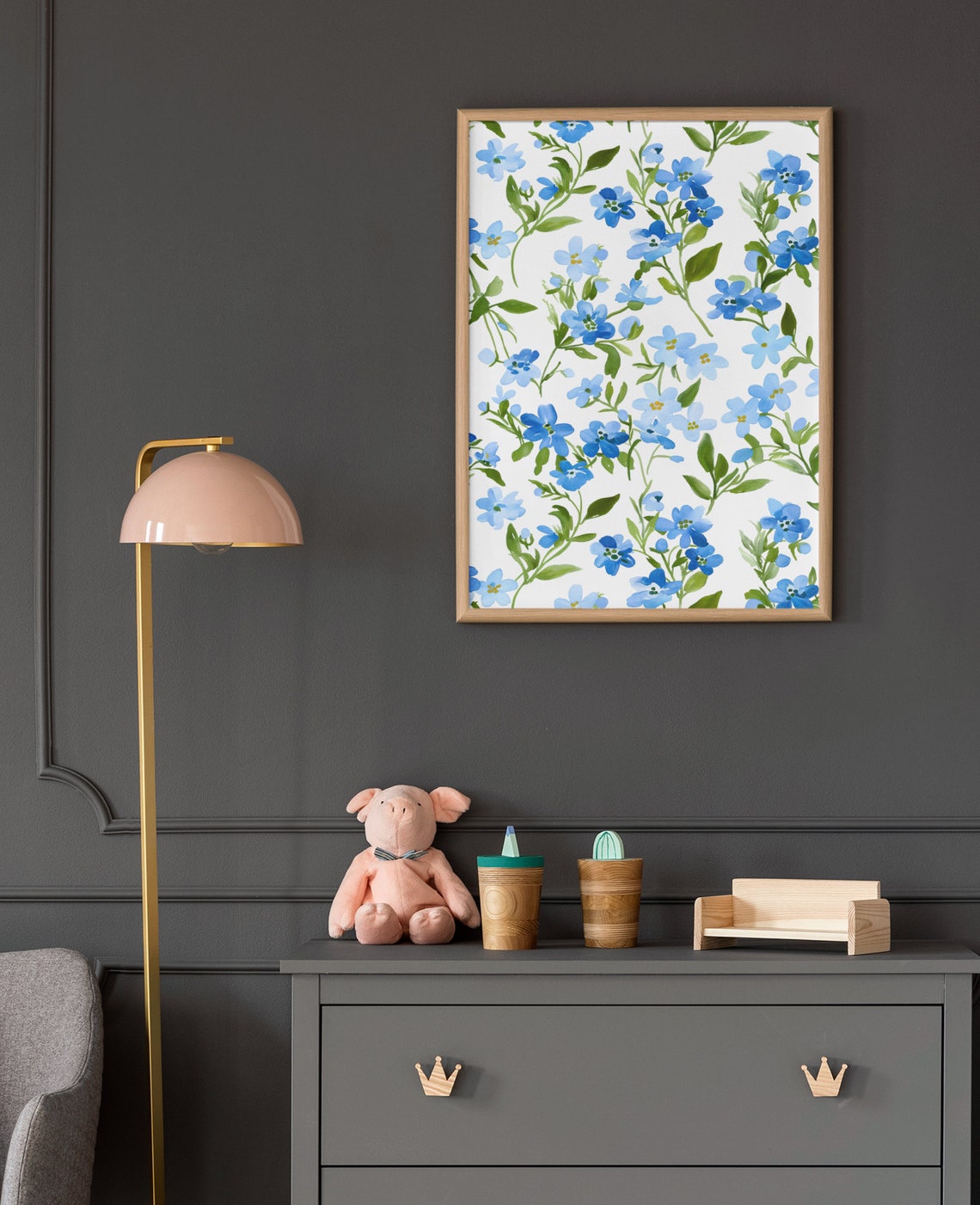 Blue Forget Me Not Blossoms All Over Watercolor Floral Poster - Image 8