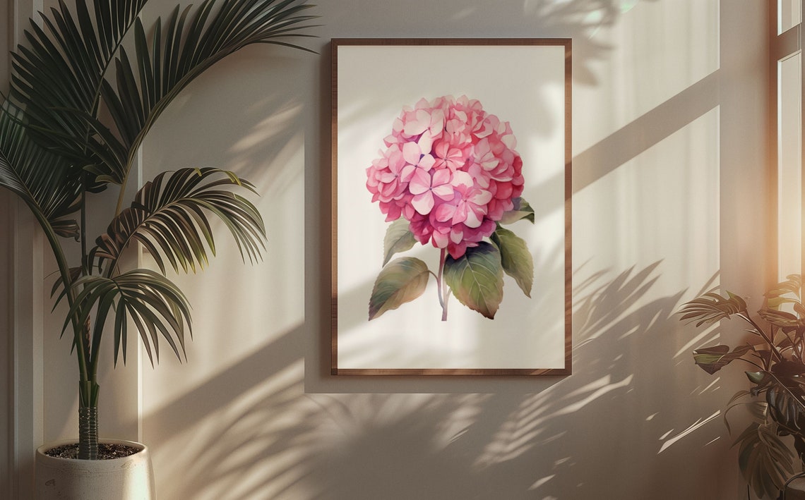 Soft Pink Hydrangea Blossom Gentle Dreamy Watercolor Art Poster - Image 7