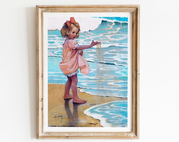 Jessie Willcox Smith Girl Playing With Sand Vintage Beach Art Poster