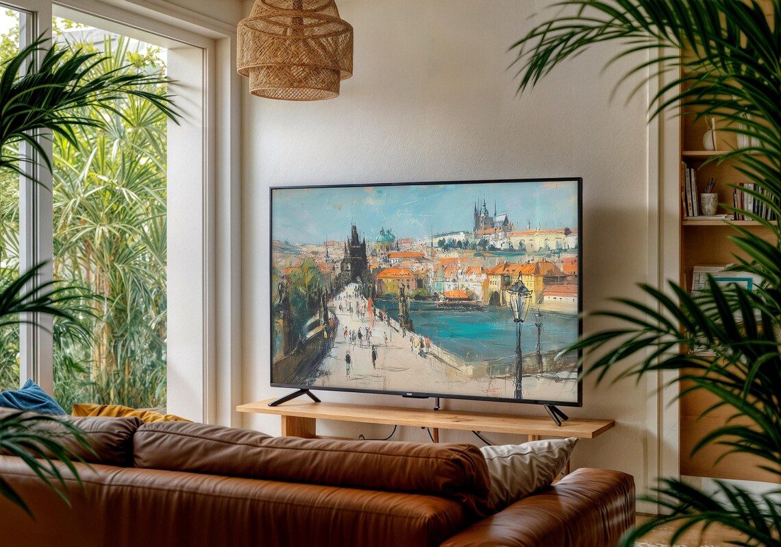 Prague Charles Bridge Summer Cityscape Historic European Painting Poster