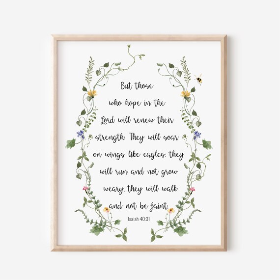 Isaiah 4031 But Those Who Hope In The Lord Will Renew Their Strength Bible Verse Wall Art Christian Gift Scripture Print Watercolor