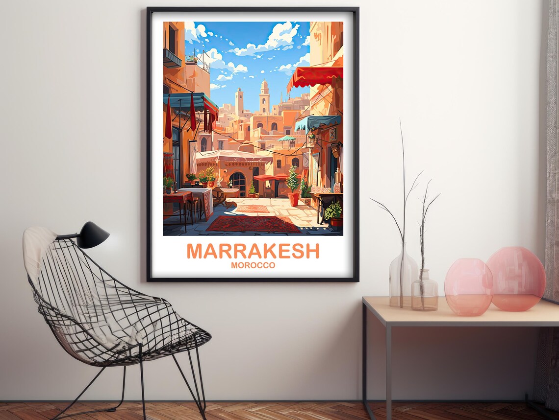 Marrakesh Morocco Travel Poster, Memory Gift Souvenir