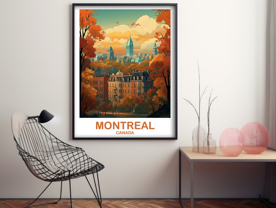 Montreal Travel Poster, Quebec City Skyline - Image 2