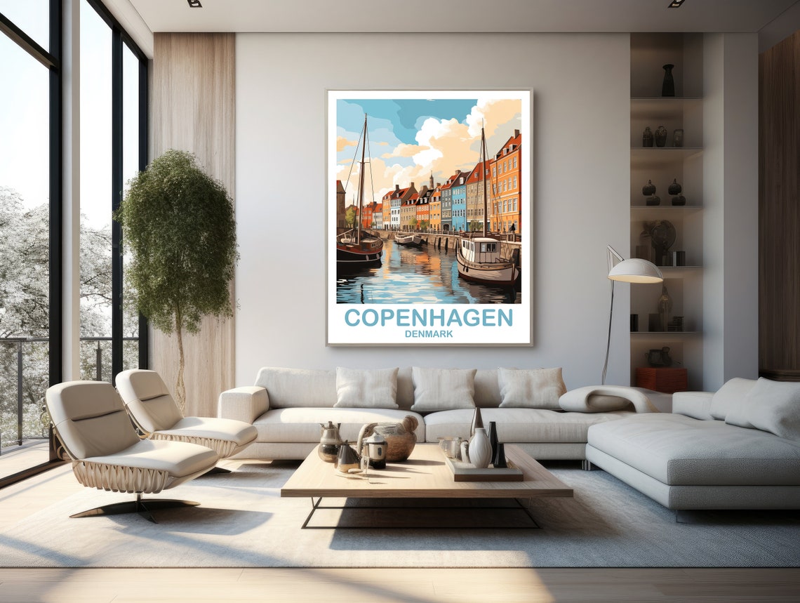 Copenhagen Denmark Travel Poster Art Copenhagen Travel Art Denmark Poster Copenhagen Denmark Travel Art Travel Wall Art T2eudeco1 - Image 2