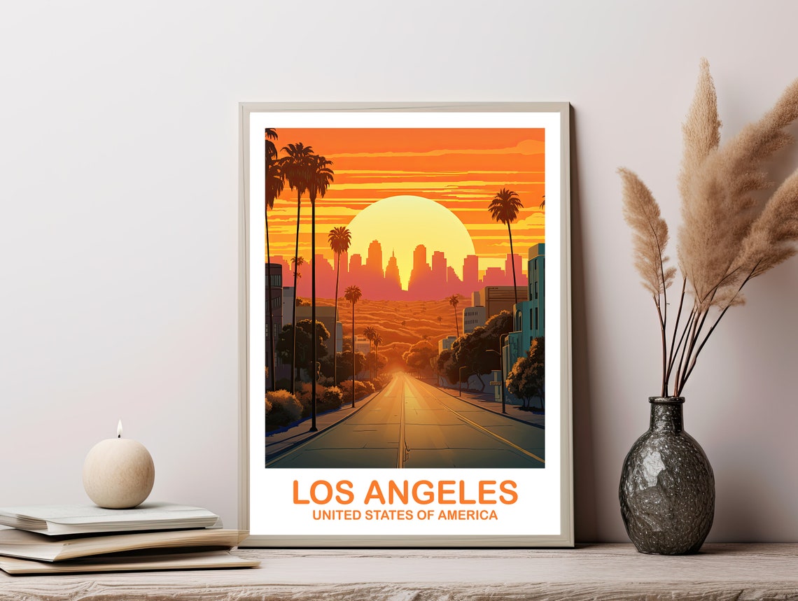 Los Angeles Travel Print California Travel Wall Art Los Angeles Art City Skyline Wall Art California Wall Art Dt2nacala1 - Image 3