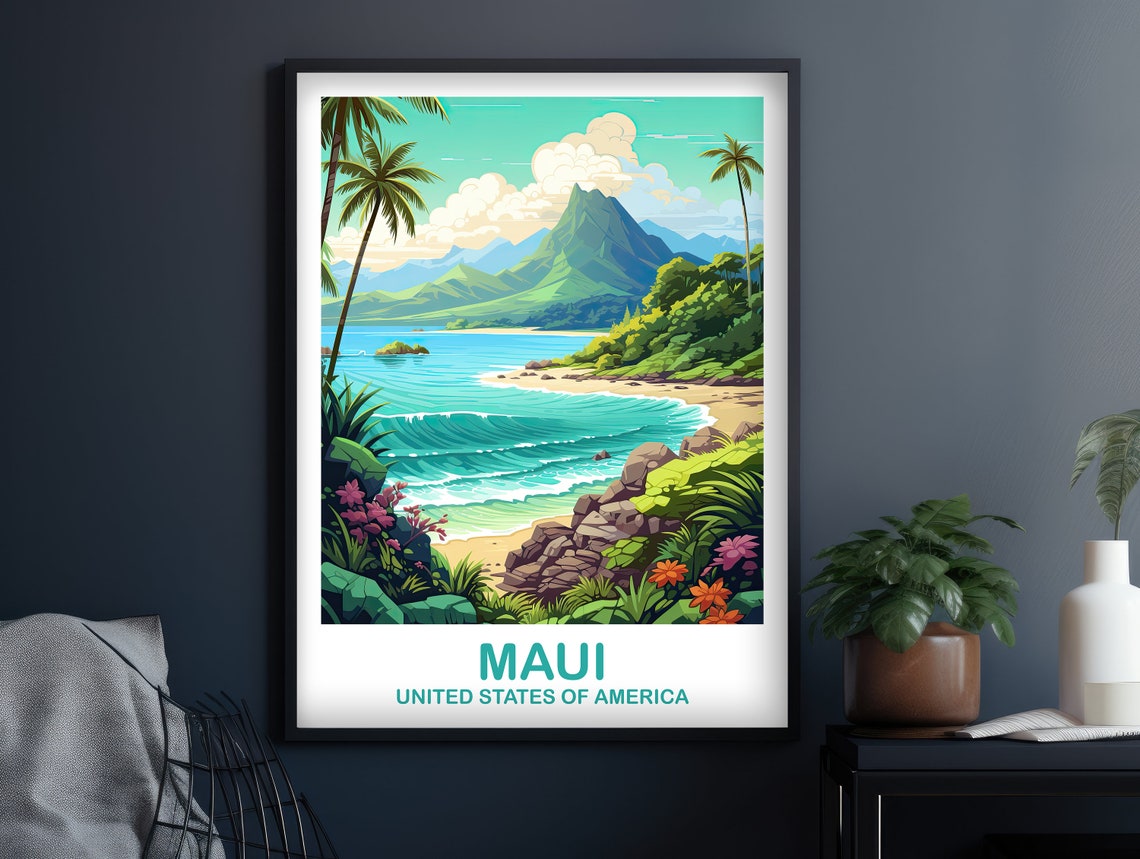 Maui Travel Wall Art Maui Travel Wall Art Maui Wall Art Poster City Skyline Wall Art Usa Travel Wall Art Hawaii Travel Art T2nahama1 - Image 2